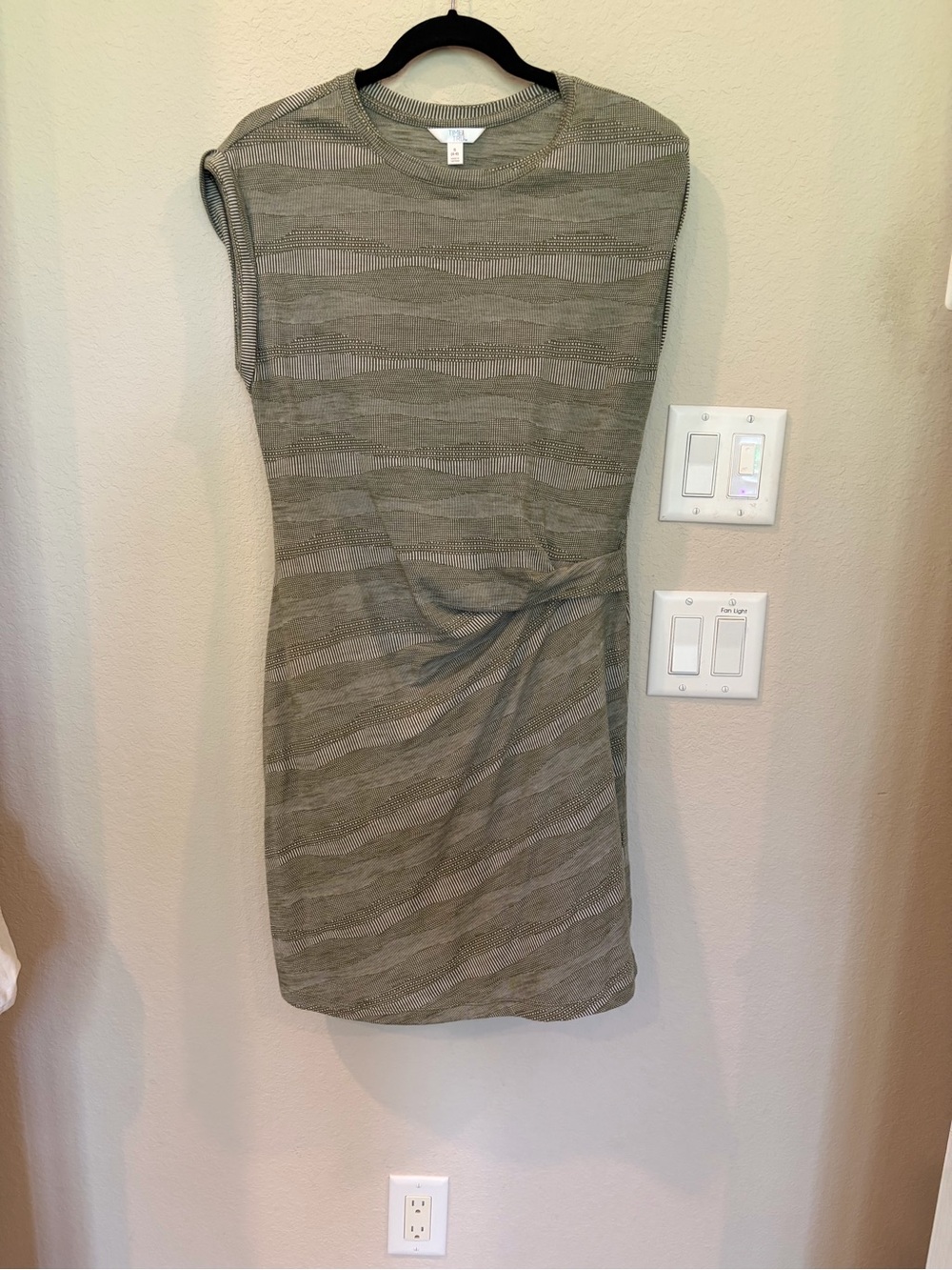Time and Tru Olive Twist-Waist Sleeveless Knit Mini Dress